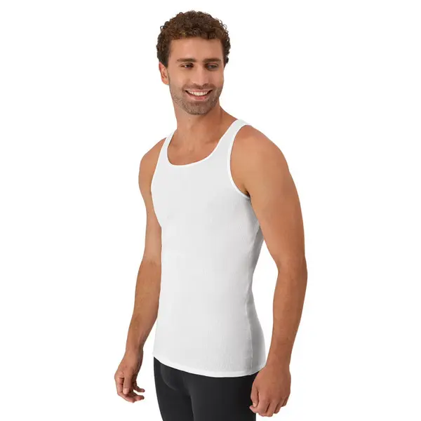 Hanes Men's Cotton Ribbed Undershirt Tank Top - Natural Fabric, Classic Hem, Menswear Sleeveless White Tops, 10-Pack, Plain, Casual, Breathable Tank Top