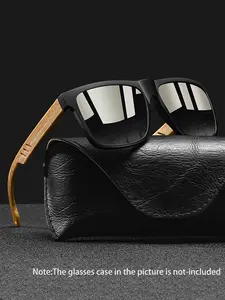 Retro hollow-out square sunglasses, unisex, multicolor lenses meet needs, UV400 protection ensures eye health, classic imitate wood frame with spring temple pieces, comfortable to wear for various occasion, High Quality Sunglasses