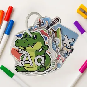 Alphabet Tracing Flashcards Laminated ABC Learning Cards for Kids Preschool Homeschool Writing Practice with Binder Ring A-Z Uppercase Lowercase Cards