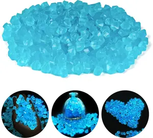 300Pcs Blue Luminous Pebbles - Artificial Luminous Stones Glow In Dark Small Stones For Garden, Yard, Bonsai Decor, Pathway, Lawn Yard, Aquarium, Fish Tank Decoration accessories  gardening supply porch outdoor planter pot