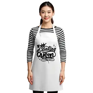 Kitchen White Apron, Baking Queen, Gift for Chef, Baker, Bartender, Workshops, Catering, Adult Baking Aprons