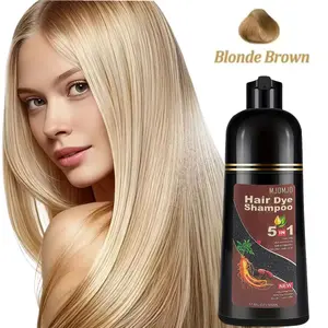 Blonde Brown Hair Dye Shampoo 5 in 1 for Gray Hair 500ML, Long lasting Hair Colour Shampoo for Women & Men, Instantly Covers Gray Hair, Deep Nourishing Formula, Salon Results at Home