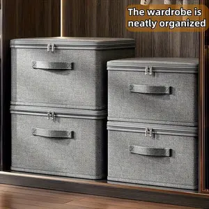 Large Foldable Storage Box with Zipper, Clothes Storage Chest, Waterproof and Durable Fabric, Ideal for Bedroom Closet Dorm Room Space-Saving Organizer