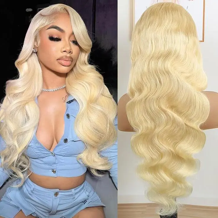 613 13x4 Lace Front Wig Human Hair 28 Inch Body Wave Blonde Wig Human Hair 613 HD Transparent Lace Frontal Wigs Human Hair Pre Plucked Blonde Wig 13x4 Lace Frontal Pre Plucked Wigs for Women summerwins