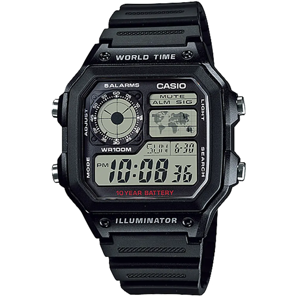 AE1200 | World Time Digital Watch | CASIO