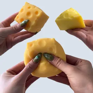 Squishy Cheese Block Cube Slice Stress Ball Sensory Toy Squishy ASMR Return to Original Shape Slime Texture