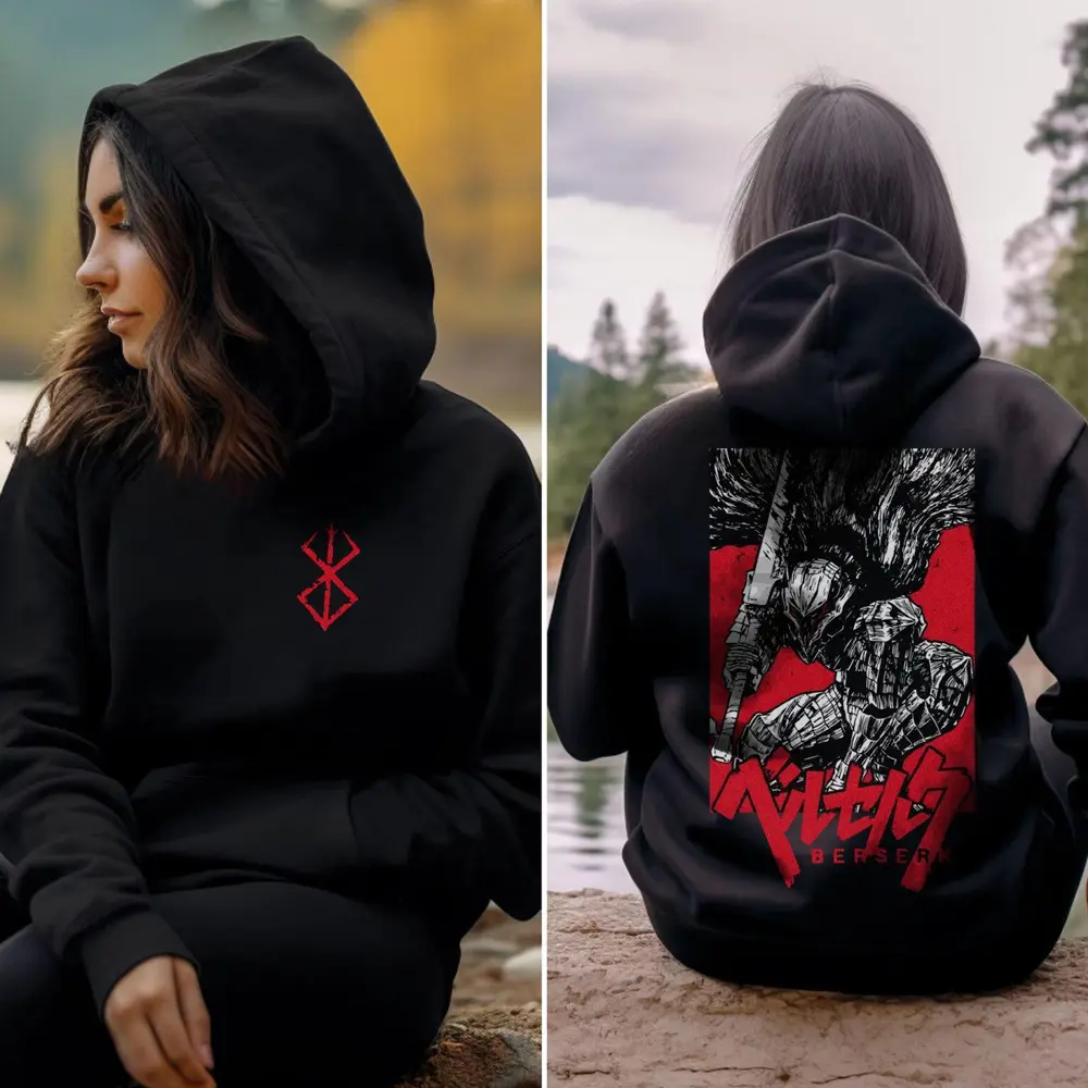 2-sided Berserk vintage Hoodie, Gift For Anime Fan Sweatshirt, Hoodie
