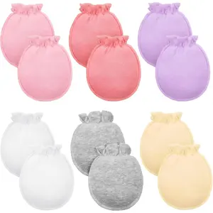 6 Pairs Newborn Baby Mittens Cotton No Scratch Infant Gloves Mitten for Baby 0-6 Months Boys Girls