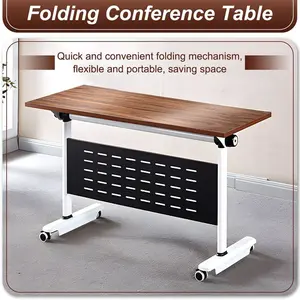 Foldable and Movable Training and Conference Dual - purpose Table with Privacy Shield and Metal Shelves
