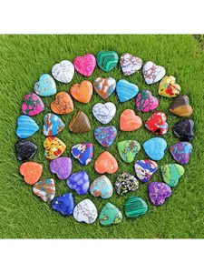 20Pcs Mixed Synthetic Hallite Green Agate Mini Heart Stones Heart Charms 2cm Each Bulk Option Carved Beads Diy Pendants for Jewelry Making Gift Crafting Heart Charm Decor