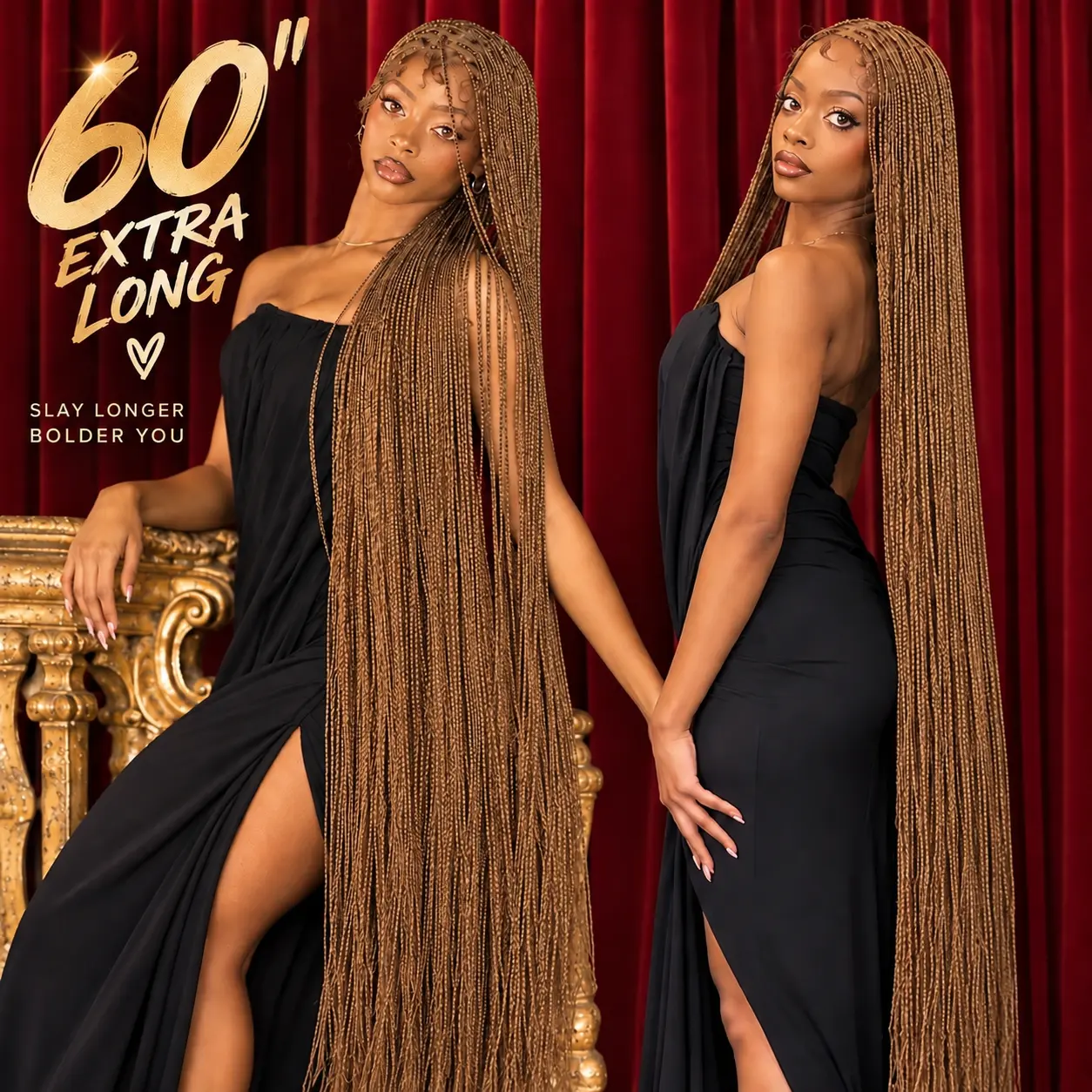 YMSgirl 60 Inch Knotless Box Braids Wig P30/27 Highlight | Handmade Full Lace Glueless Braided Wig with Baby Hair | Premium Synthetic Fiber | Lightweight Protective Style for Women, Ideal for Festival & Party #Sohochic #Halloween