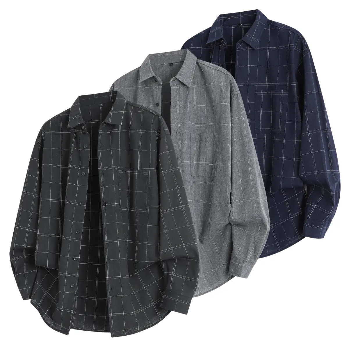 Men's Chic Light Gray Plaid Shirt Jacket, Fitted Button Front Casual Top with Chest Pocket for Spring & Autumn