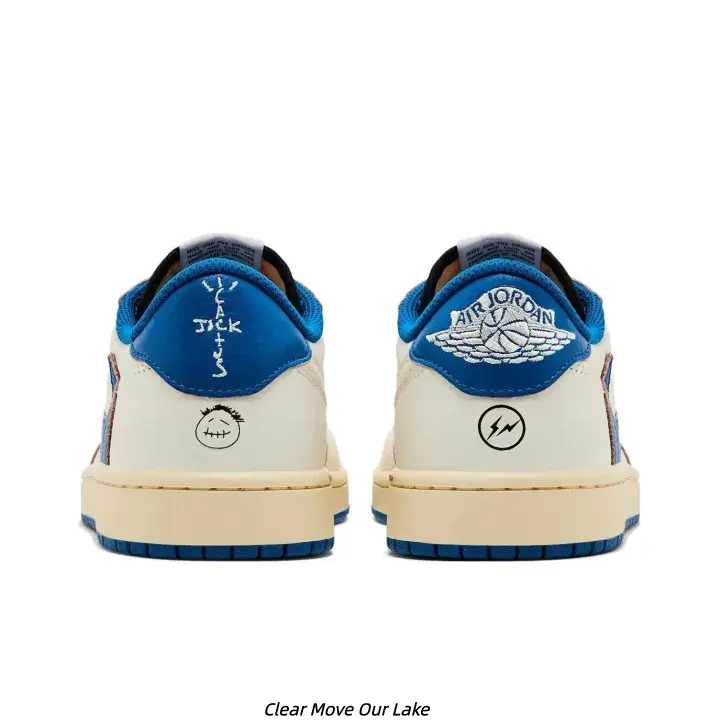 Off White Leather Low Top Skate Sneakers Bright Blue Contrast Collar Vintage Cream Midsole Casual Platform Shoes Unisex