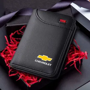 PU Leather Car Logo Mini Wallet, Lightweight Thin Money Purse, Wallet for Chevrolet Cruze Silverado Traverse Spark Equinox Cobalt Malibu Aveo Sonic Orlando, Minimalist Bifold Wallet