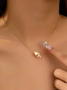 Dainty Heart Initial A-Z Letter Necklace Gold Silver, Custom Name Tag Pendant, Valentine's Day Christmas Birthday Anniversary Gift for Women Girls, Personalized Daily Wear Jewelry