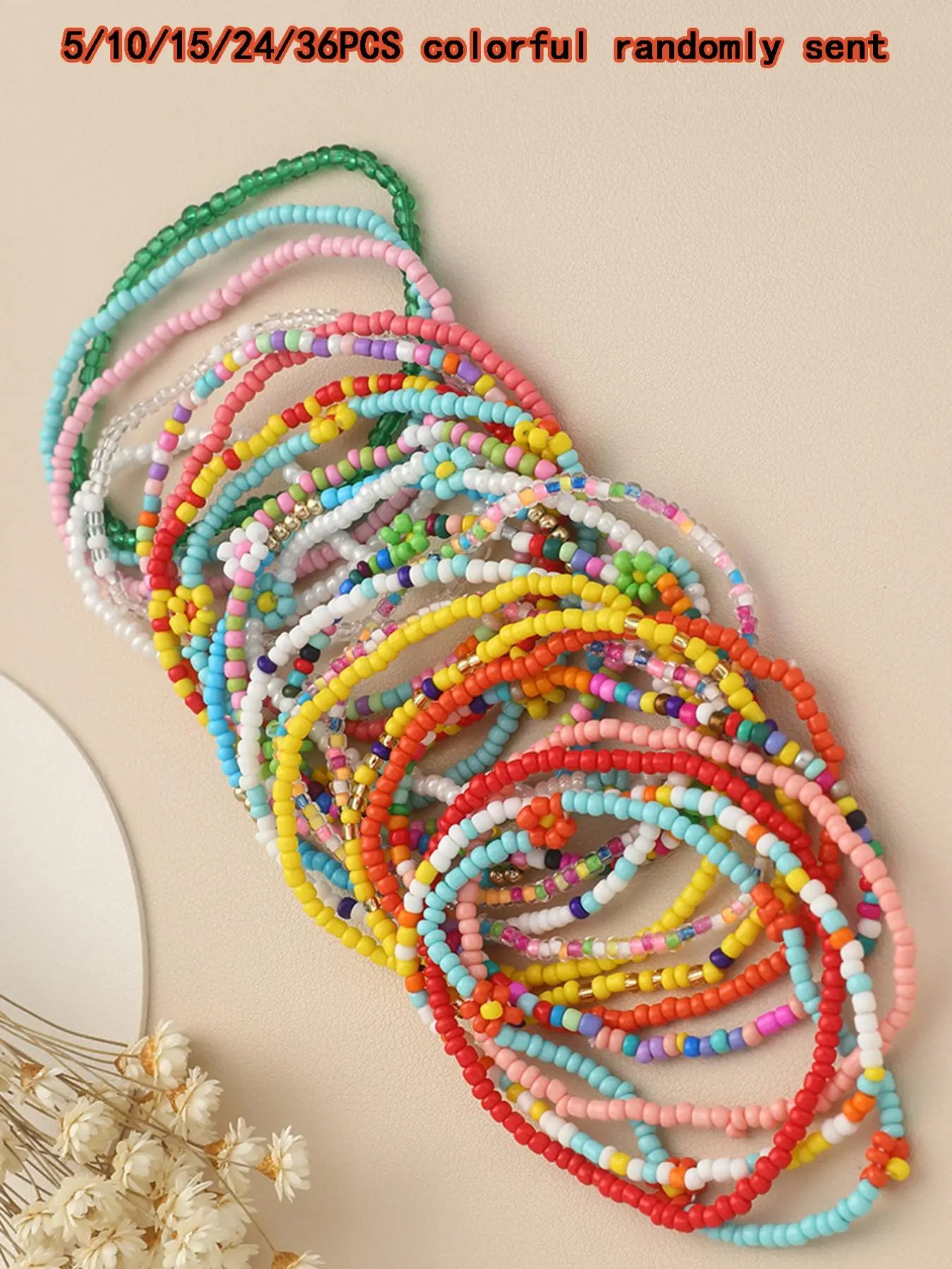 Random Color Beaded Anklets, Foot Jewelry, 5/10/15/24/36pcs/set Boho Style Bohemian Fashion Fashionable Anklets for Women & Girls, Trendy All-match Exquisite Y2k Body Jewelry As Birthday Gift