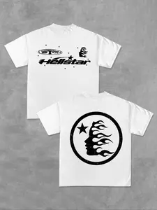 Men's Regular Fit Star & Moon Print Round Neck Tee, Casual Comfy Streetwear Short Sleeve T-shirt for Daily Wear, Men's Top for All Seasons, Tropical