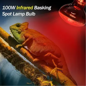 100W Infrared Heat Lamp Bulb for Reptile, 2 Pack Infrared Basking Spot Light for Reptiles & Amphibian,Bearded Dragon, Leopard GeckoTurtle,Lizard, Chickens | Pet Brooders Heat Lamp