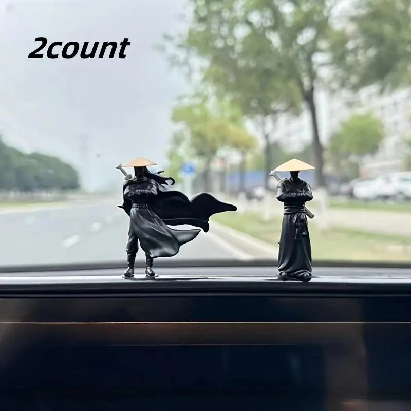 2 Mini Swordsmen Figurines, Car Air Vent Dashboard Decor, Vintage Swordswoman Sculpture, Car Interior Decoration, Office Desk Ornament, Car Dashboard Accessories, Car Ornaments