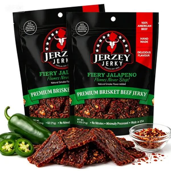 Fiery Jalapeno Brisket Beef Jerky 2.5oz, High Protein Spicy Meat Snack, Made in USA Pure Jalapeño Beef Jerky Fed Grass Beef Brisket