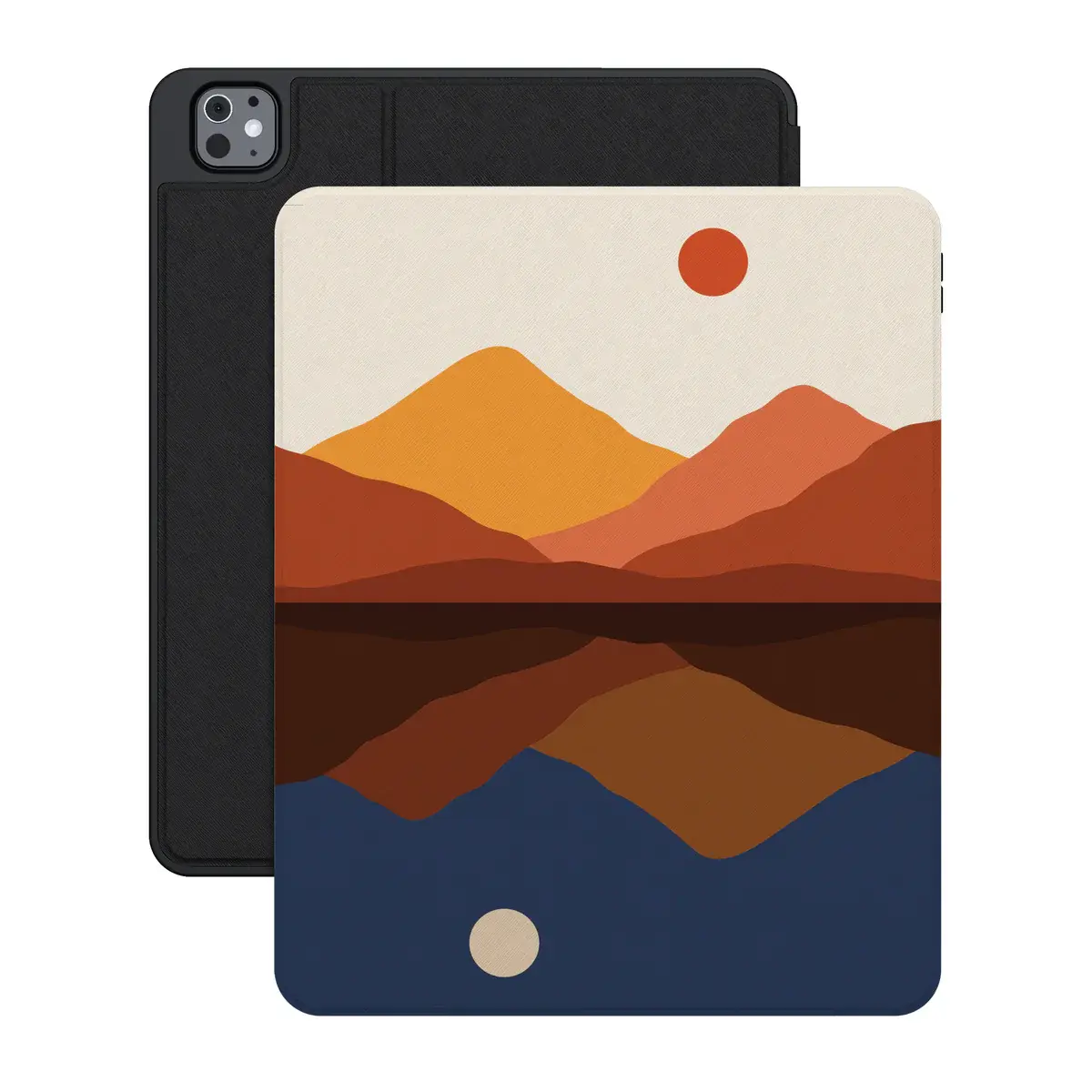 Casely Magnetic Stain-Resistant Tablet Case with Auto Wake/Sleep - Opposites Attract Day & Night Minimalist Mountain Design, Protective Cover for Creatives