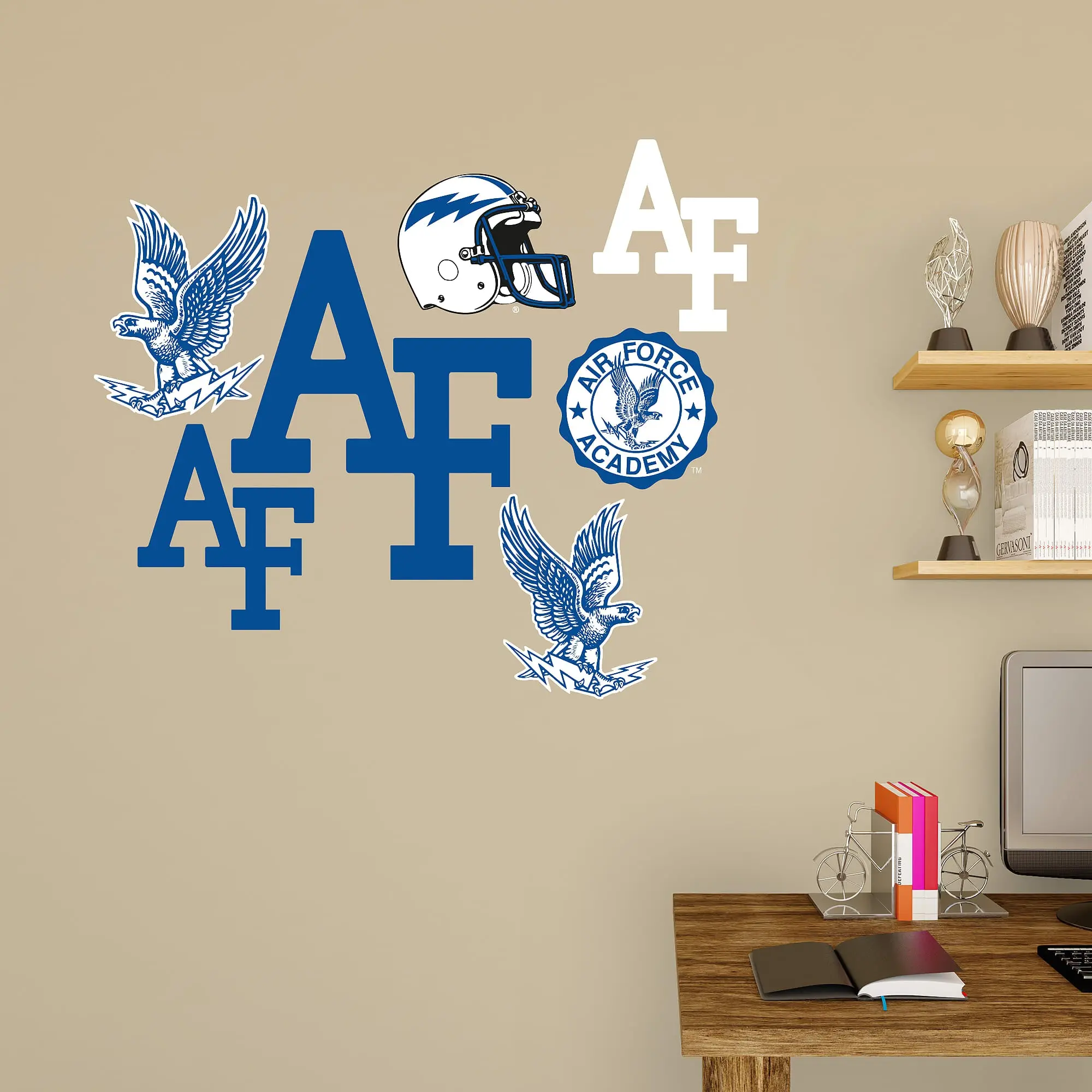 Official NCAA Air Force Falcons RealBig Logo Assortment Reusable Vinyl Decals - DIY Stickers, Accent Wall Decoration, Sticker Deco, Man Cave Decor, Indoor-Outdoor Home Supplies, Indoor Outdoor Decorative