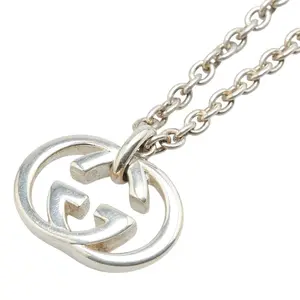 Pre-owned GUCCI Sterling Silver 925 (Ag925) Small Leather Goods Interlocking G SV925 Necklace