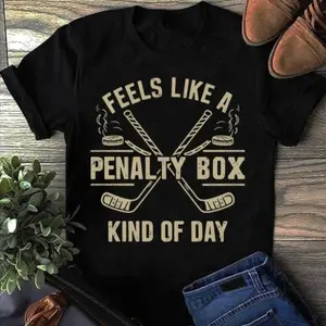 Classic Comfort: 100% Cotton Men's Tee. Feels Like A Penalty Box Kind Of Day Funny Hockey Pullover Hoodie - Hockey Player Shirt, Hockey Team T Shirt, Hockey Moms, Hockey Lover Gift Fashion Unisex T-shirts