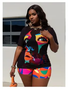 Plus Size Swimsuit Women 3 Piece - Tankini Top with High Waisted Shorts & Mesh Cover Up - Graphic Print Beachwear - Bathing Suit for Women - Summer Swimsuit