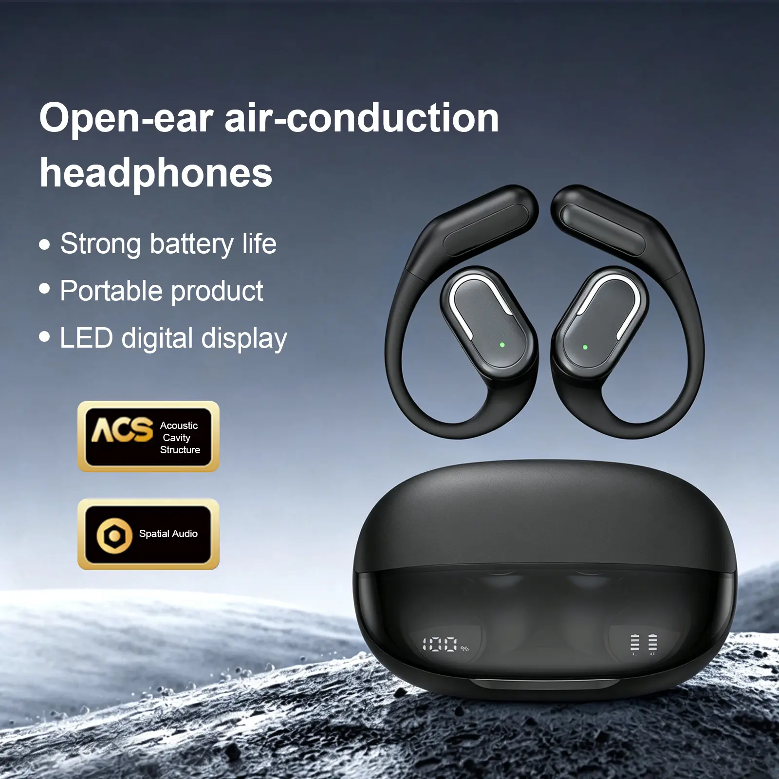 Vostarx open-ear Air-conduction Headphones with Strong Battery Life Portable Product LED Digital Display ACS Acoustic Quality Structure Spatial Audio