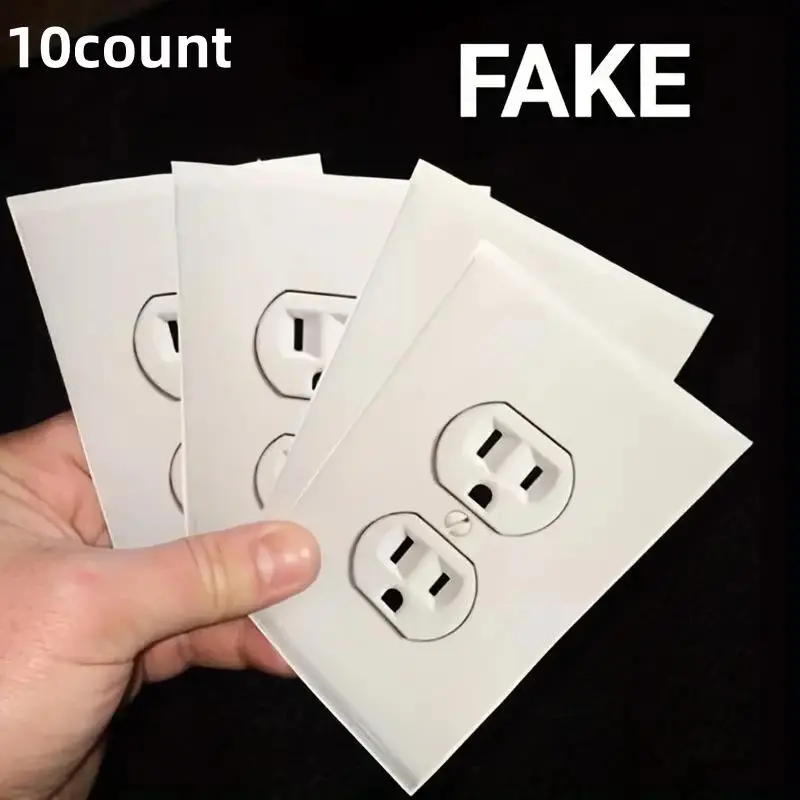 Fake Power Outlet Stickers, 10pcs/set Self-adhesive Funny Power Outlet Decals, Wall Prank Stickers for Office, Home, Party, Decorative Stickers, Decoration Sticker