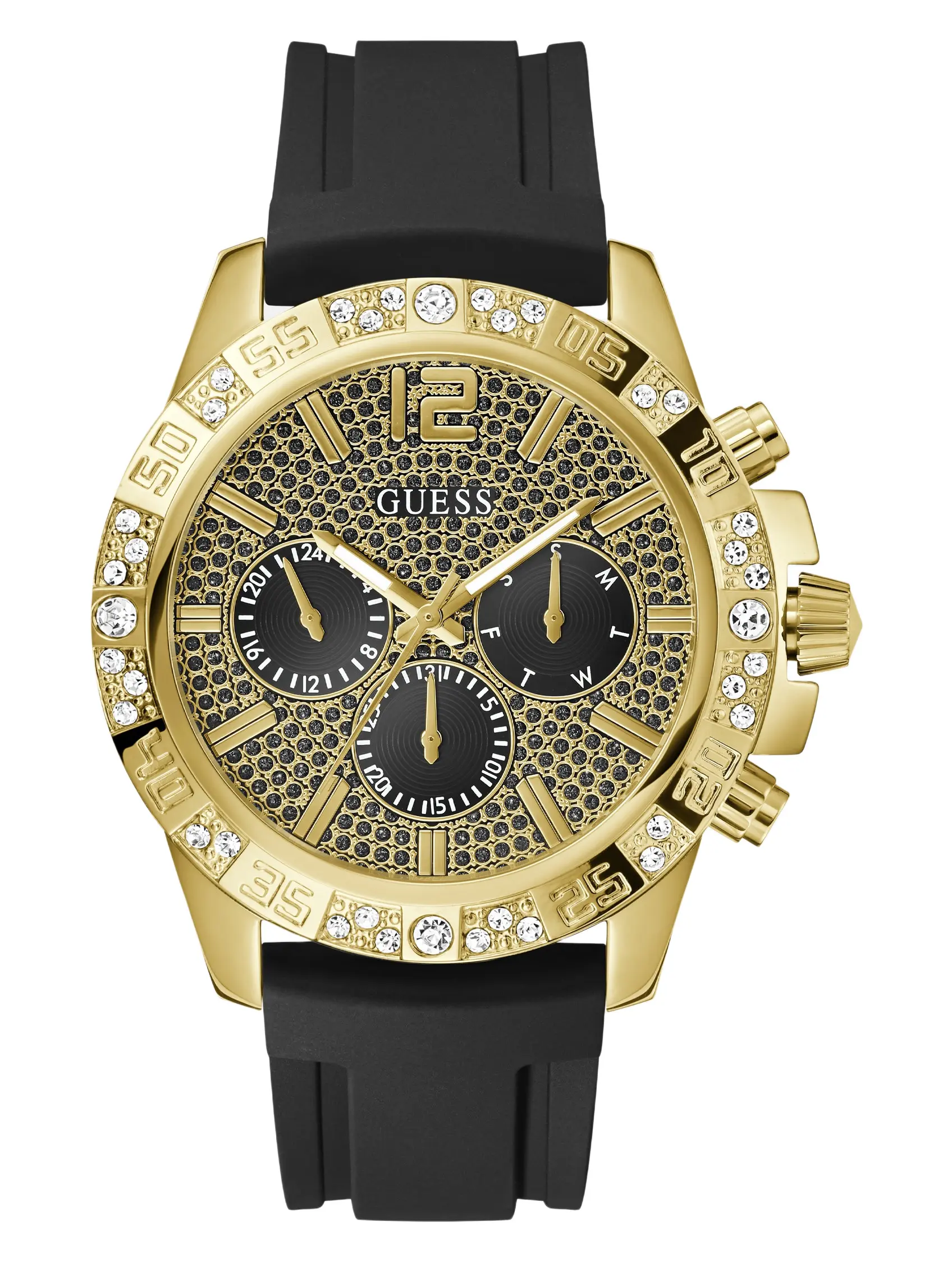 GUESS Male Black Silicon Multifunction Watch