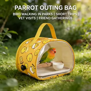 Parrot Bird Bag Oxford Fabric Waterproof Foldable Portable Bird Cage, Transparent Breathable Small Pet Travel Bag, Ideal for Outing