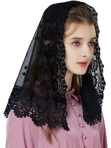 Star Lace Veil, Vintage European Trim Wedding Veil, Western Wedding Veil, Church Prayer Veil, Bride Accessory, Elegant Bridal Headpiece