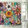 Bohemian Daisy and Eucalyptus Floral Flower Shower Curtain, Bathroom Curtains, Decorative Shower Curtain, Perfect for Bathroom Decor Decoration, Easy to Clean, Multiple Sizes Available, Includes Hooks