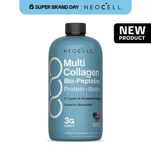 NeoCell Liquid Multi Collagen Bio-Peptides - 16 Fl Oz - Protein plus Biotin - 10 Types of Advanced Collagen - Superior Absorption - Fruit Punch Flavor