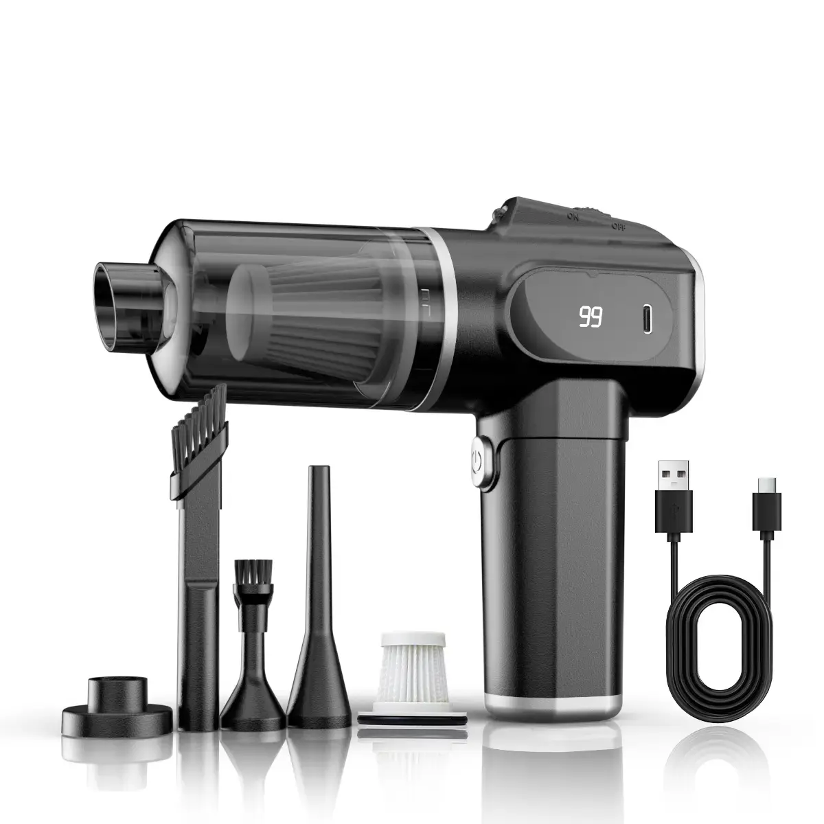 Battery-Powered Handheld Vacuum, 2-in-1 Suction & Blowing Car Cleaning Kit with 4 Replacement Accessories, Portable Household Tool for Kitchen, Car, Mattress & Fabric Surfaces, Car Vacuum efficient vacuum cleaner campingessentials