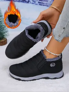Women's Winter New Old Beijing Cotton Shoes, Fleece Lined Thickened Walking Boots, Anti-Slip Warm Snow Boots for Elderly Mothers, Slip Resistant Boots, Casual Outdoor Boot