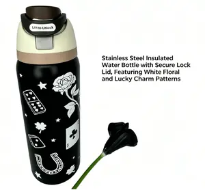 Owala 32oz Minimalist Lucky Print Insulated Water Bottle - Professional Office Drinkware, Portable Vacuum Flask Tumbler with Classic Insulation, Water Bottles outdoorfun