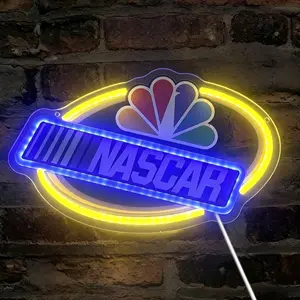 Nascar Theme Acrylic Neon Light, High Intensity Led, Wall Mounted Dimmable USB Lamp, Blue Color, Ideal for Gaming Room, Bar, Party Decor, Led Neon Sign