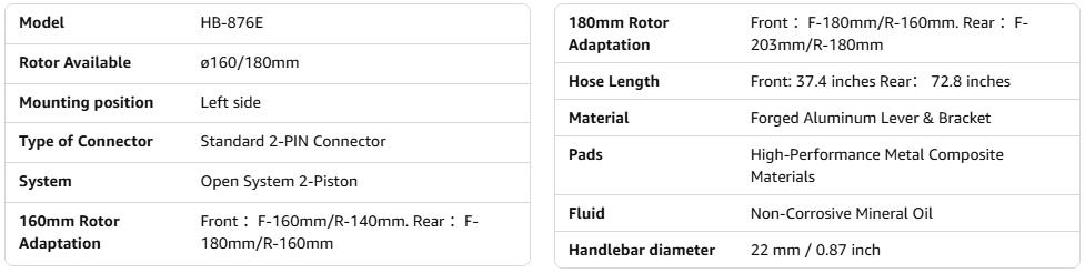 ZOOM Ebike Hydraulic Disc Brake Set: H876E 4-Pistons Power-Off Electric Bike Brake Kit with 2-PIN Sensor Included 160mm/180mm Rotors and Mounting Adapter ZOOM Ebike Hydraulic Disc Brake Set: H876E 4-Pistons Power-Off Electric Bike Brake Kit with 2-PIN Sensor Included 160mm/180mm Rotors and Mounting Adapter