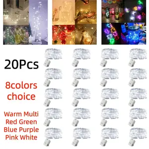 20Pcs Battery Operated Copper Wire LED String Lights 300cm/118Inch/30LED 3Modes Mini Firefly Fairy Lights Warm/Multi/Red/Green/Blue/Pink/ Purple/White Perfect for BOBO balloon, birthday room, camping, flower, party, wedding, Christmas