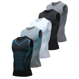 5PCS Men's Athletic Compression Vest 5PCS Crew Neck Sleeveless Shirt Absorbent Breathable Quick Drying Base Layer for Sports & Outdoor Activities Gym Workout Clothes Gym Clothes Set compression shirts compression shirts men workout tops