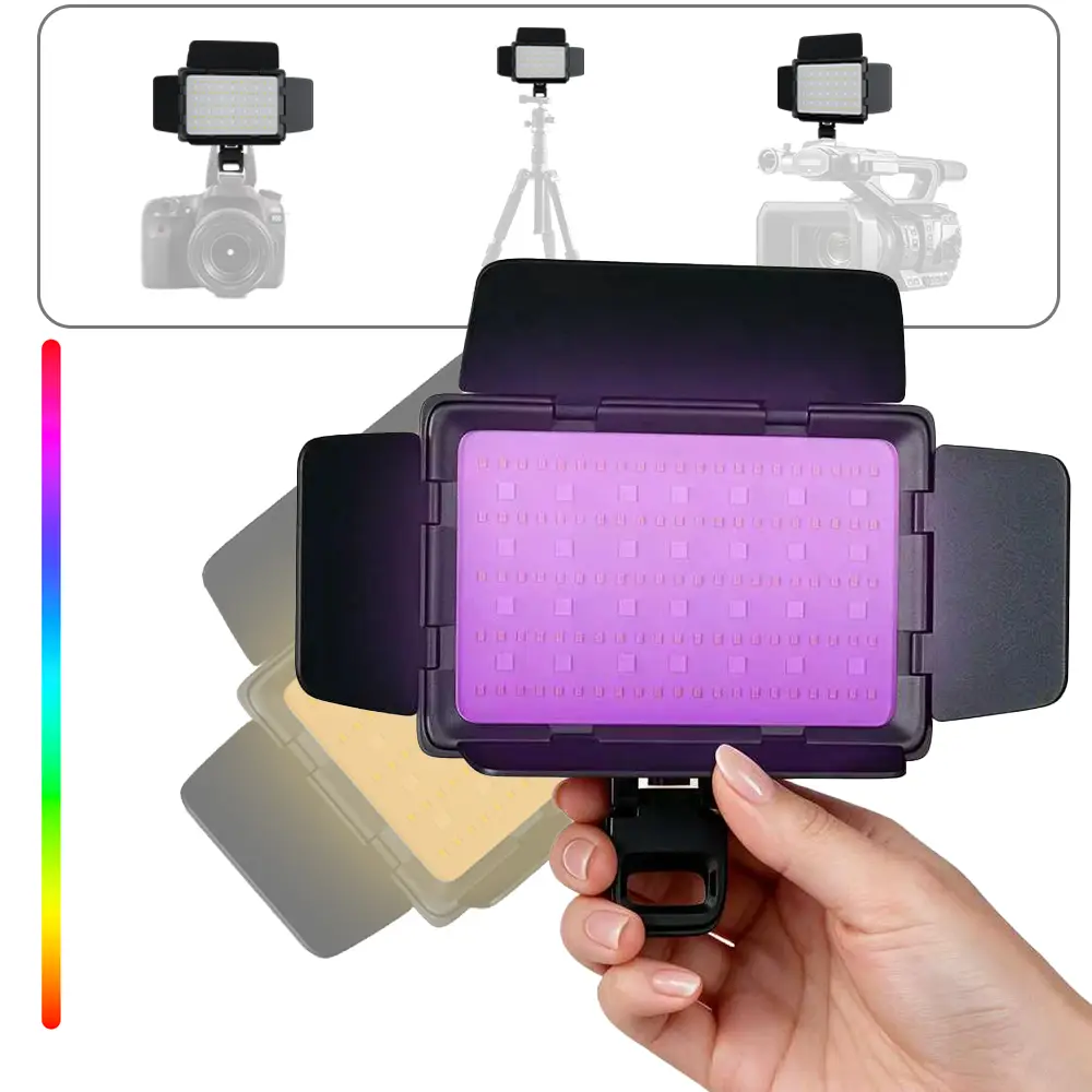 2026 New Rechargeable Mini Video Light with Phone Clip, RGB Pocket Fill Light, 7W 2000mAh, 3200K-6500K Adjustable, 20 Light Modes, Ideal for Product Shooting, Food Photography, Selfie, Meeting & Live Streaming Vlog portable versatile use