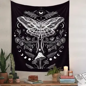 Naykow Moth Goth Tapestry Butterfly Cool Hippie Tapestry Emo Grunge Gothic Mushroom Witch Tapestry for Bedroom Aesthetic Vertical Vertical Vintage Tapestries (30 x 40 inches)