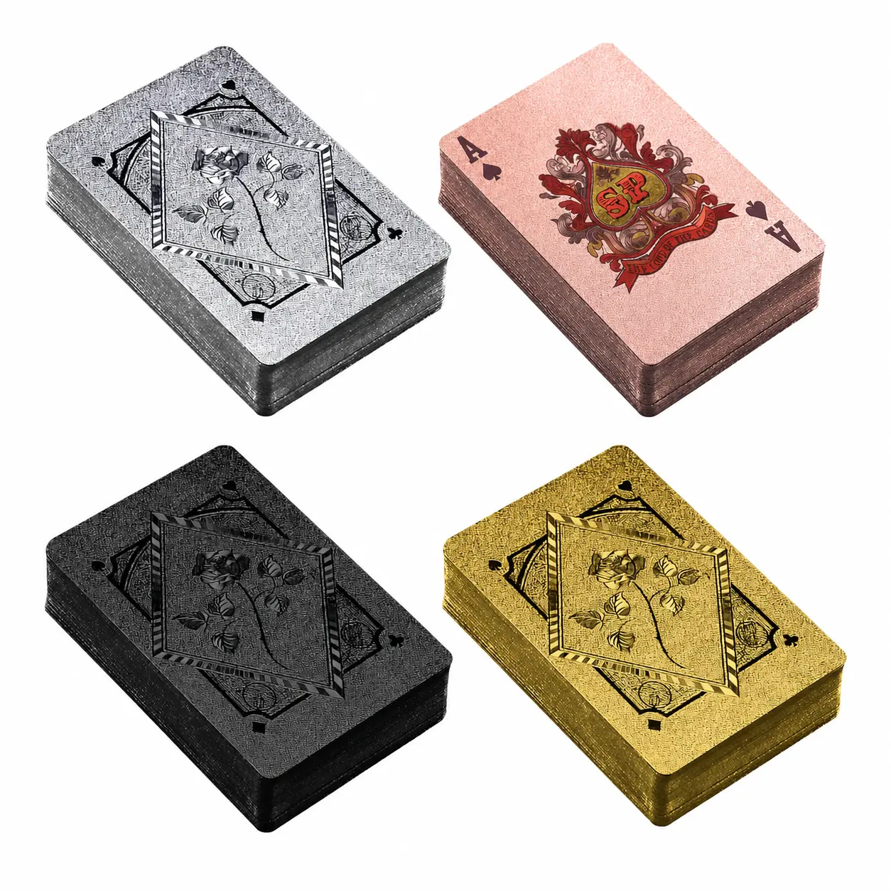 Luxury Waterproof Champagne Rose Pink Diamond Playing Cards Durable Flexible Poker Deck for Game Night Parties and Christmas Gifts indoor recreation family living room
