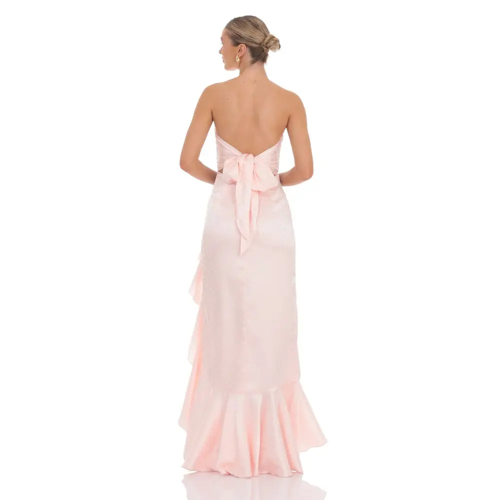 backless bow back maxi dress Fifth Avenue Bow Back Maxi Dress Baby Pink
