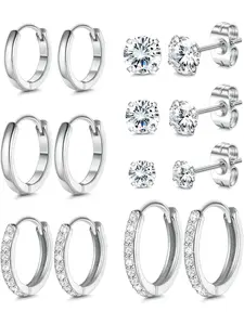 14K Gold Plated Earring Set - Hypoallergenic Huggie Hoop, Gold Stud, and Small Hoop Earrings for Women, Trendy Gold Earrings Ideal for Multiple Piercings & Sensitive Ears