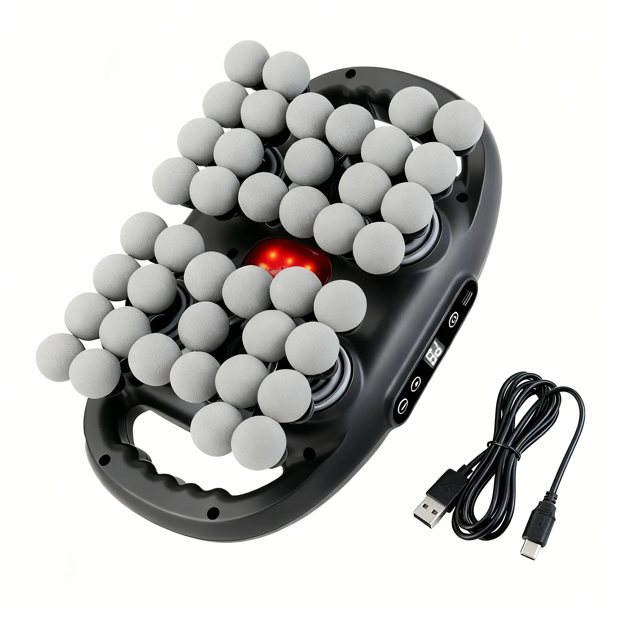 42-Head Multi-Functional Massager: 10 Levels, 9 Modes，Features heatingfunction, rechargeable design, long battery life, relievesneck and shoulder pain, soothes muscle fatigue, providesdeep relaxation,  Massager Portable Body with Handles