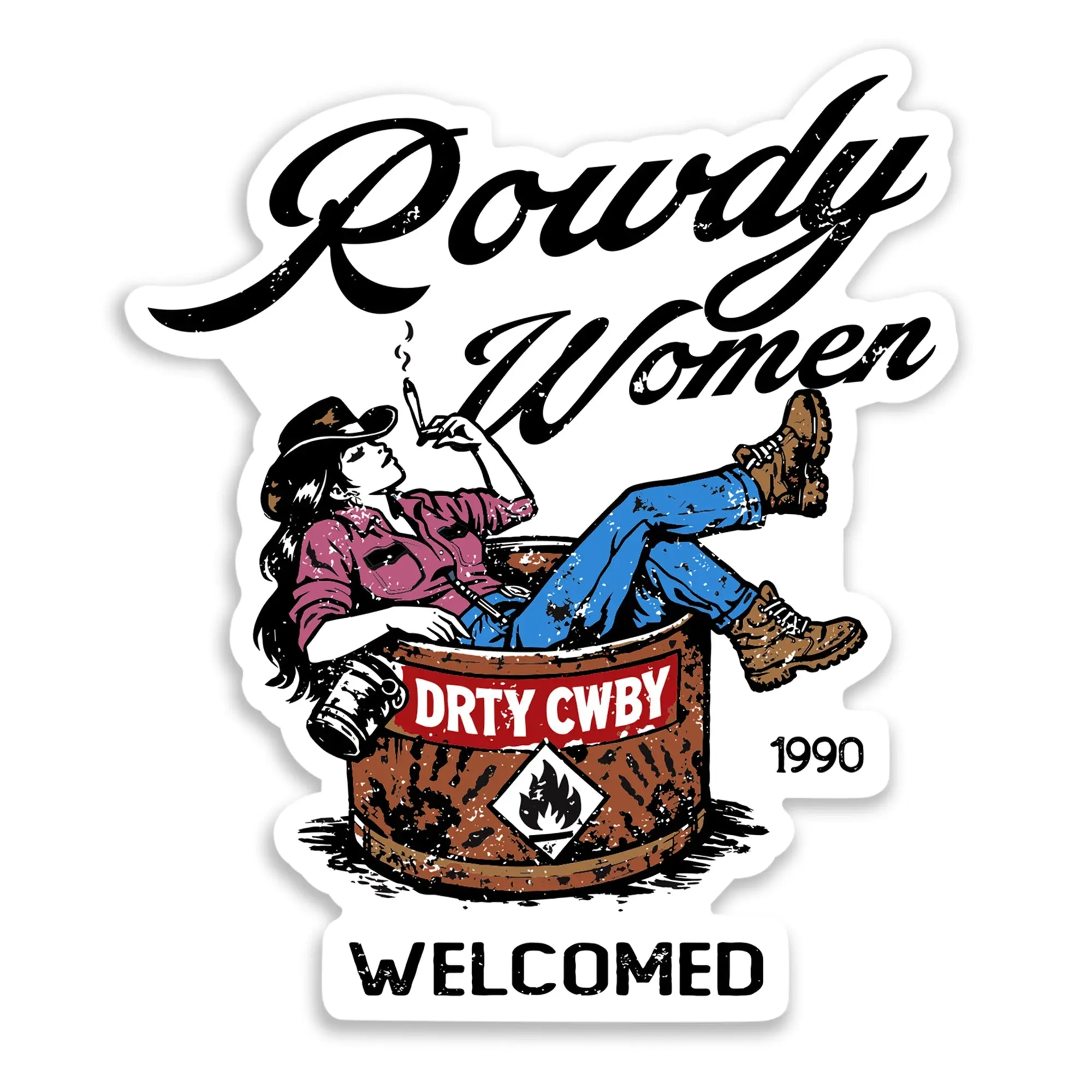 Rowdy Women Welcomed Vinyl Art Sticker - DIY Crafts Stickers, Scrapbook Decals, Outdoor Gear Accessory for Toys & Hobbies Projects